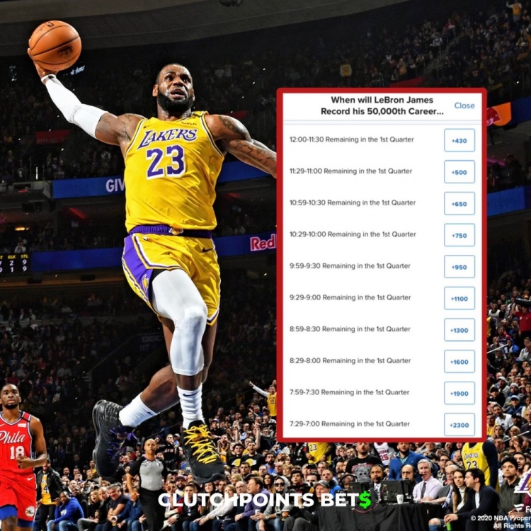 僅差1分！詹姆斯今日何時破五萬分賠率：開場30秒內(nèi)最被看好