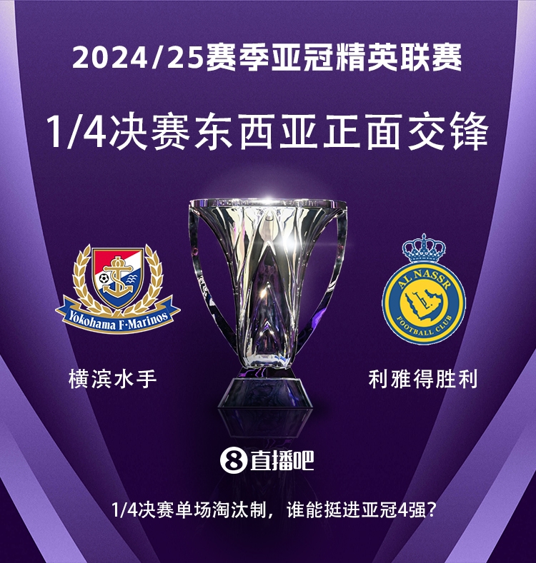 亞冠1/4決賽對(duì)陣：利雅得勝利vs橫濱水手，C羅vs安德森-洛佩斯！